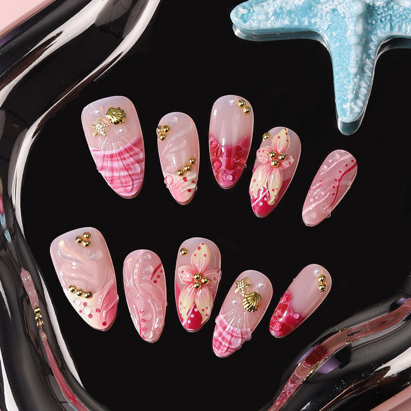 Shell-Inspired Decorative Press-On Nails Bowlift