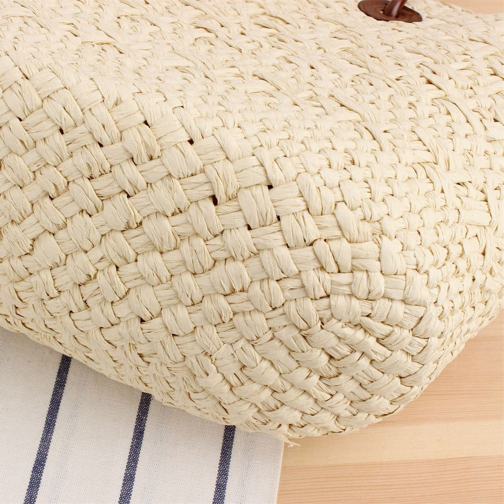 Handmade beach bag with brown leather handles Bowlift