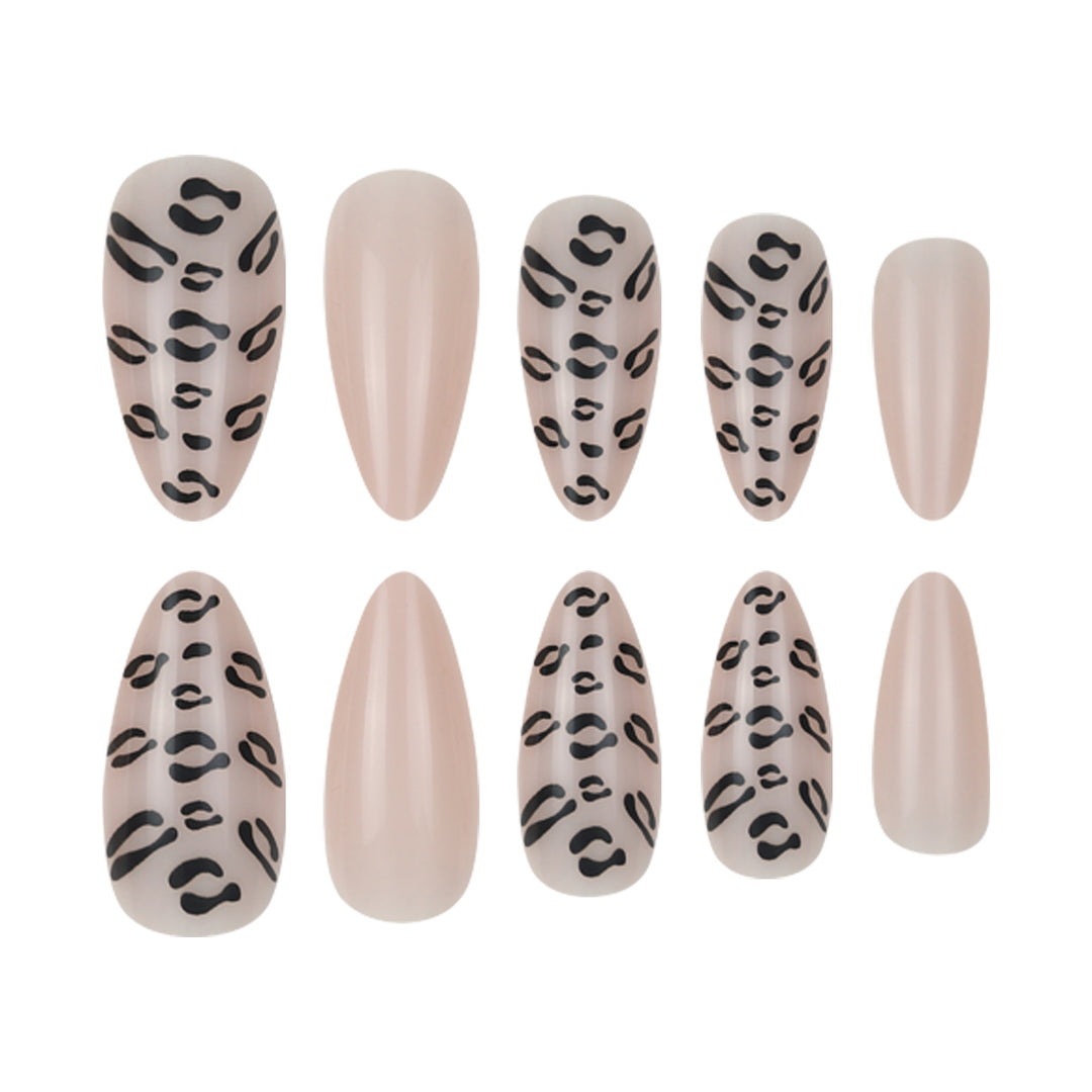 Elegant Stiletto Press-On Nails with Animal Print Design Bowlift