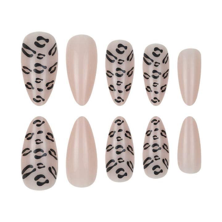Elegant Stiletto Press-On Nails with Animal Print Design Bowlift