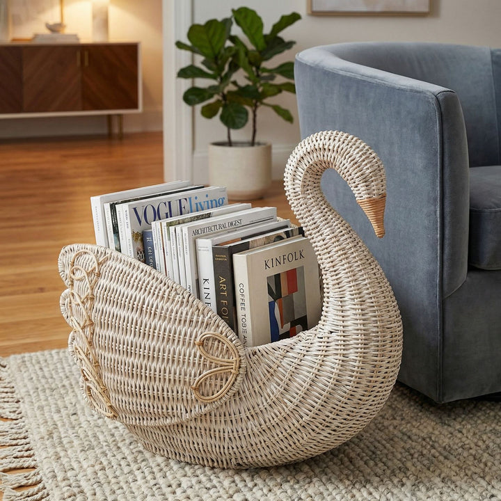 Playful laundry basket in the shape of a swan Bowlift