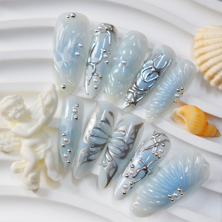 Artistic Press-On Nail Design Bowlift