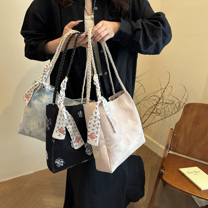 Floral Patterned Shoulder Tote Bag Bowlift