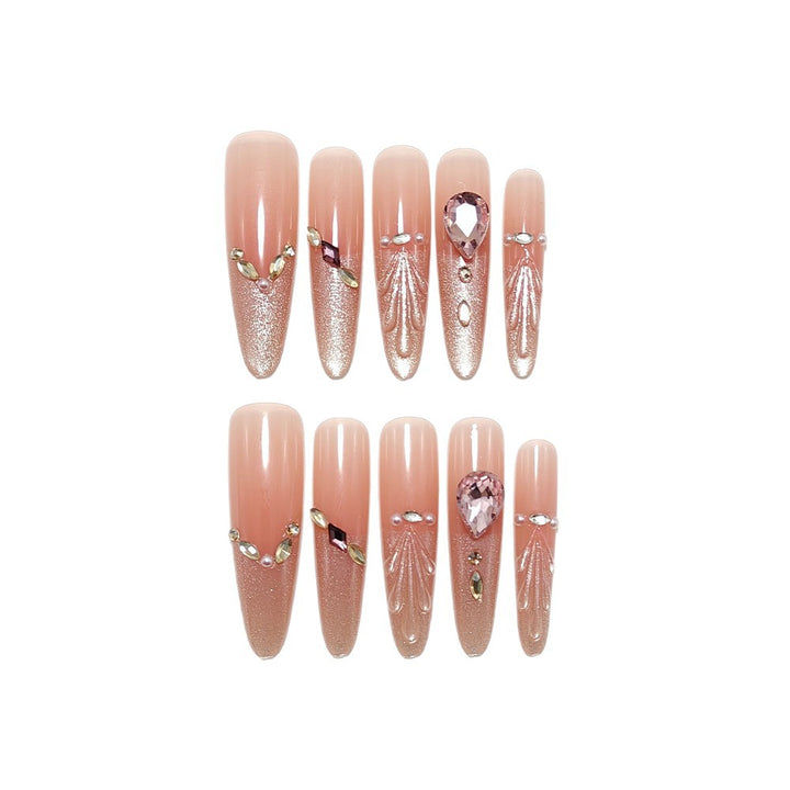 Acrylic nails with glamorous crystal design Bowlift