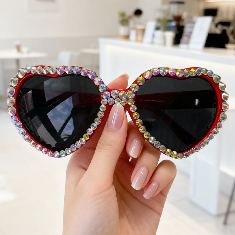 Heart-Shaped Rhinestone-Embellished Sunglasses Bowlift