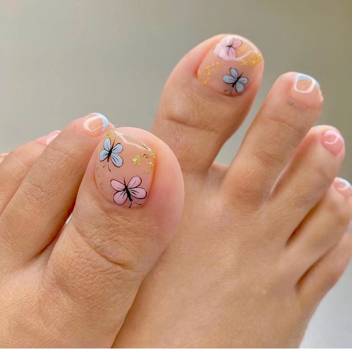 Artistic Toenail Design with Divine Butterfly Design Bowlift