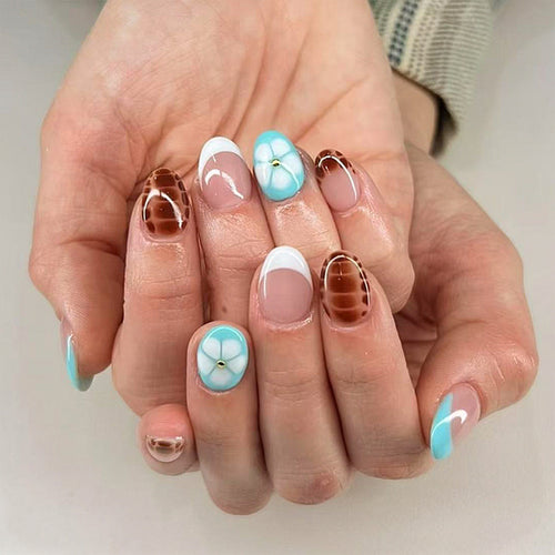 Artistic Floral Acrylic Press-On Nail Set Bowlift