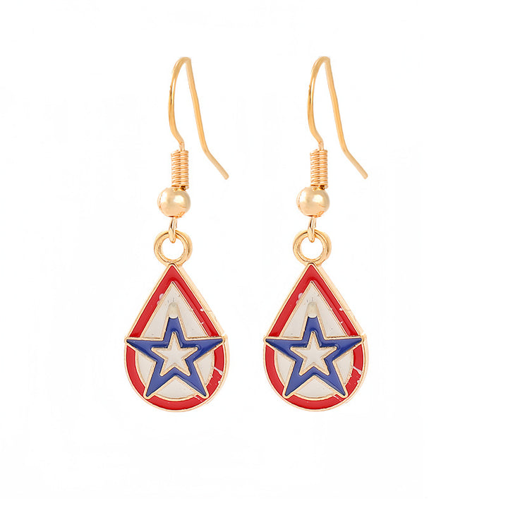 Women's nan patriotic horseshoe enamel dangle earrings with star-accented design and fishhook findings Bowlift