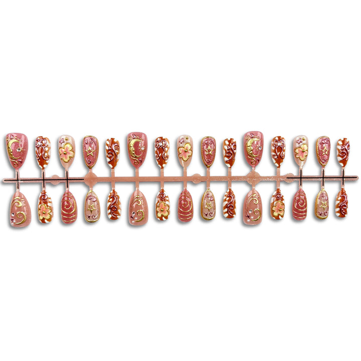 Floral-Embellished Press-On Nail Design Set