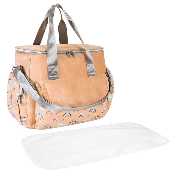 Diaper bag with organized compartments and removable changing mat Bowlift