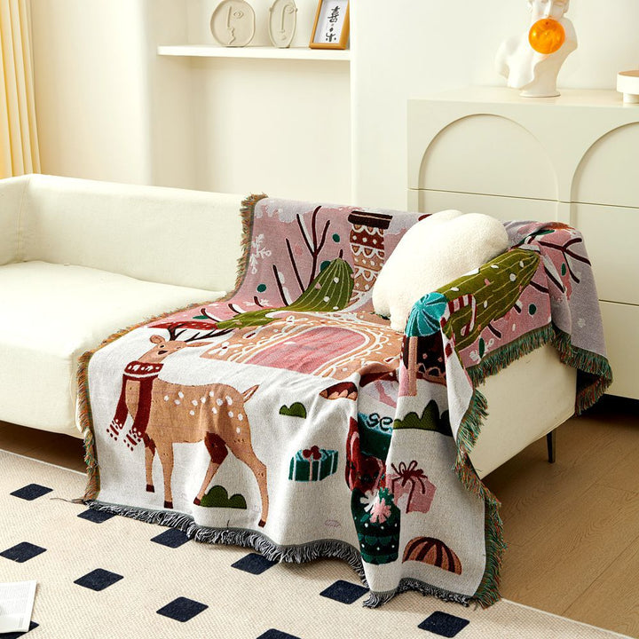 Festive Holiday-Themed Tapestry Blanket
