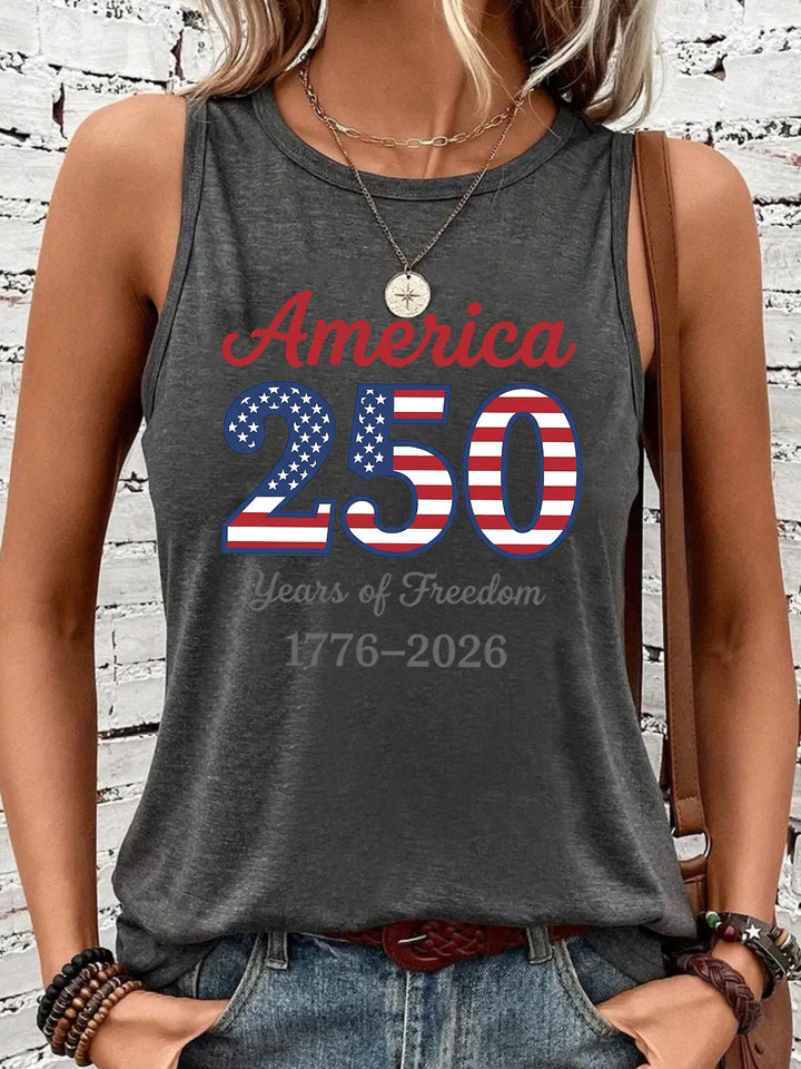Women's nan sleeveless patriotic graphic tank top with soft modal-cotton blend and relaxed drape Bowlift