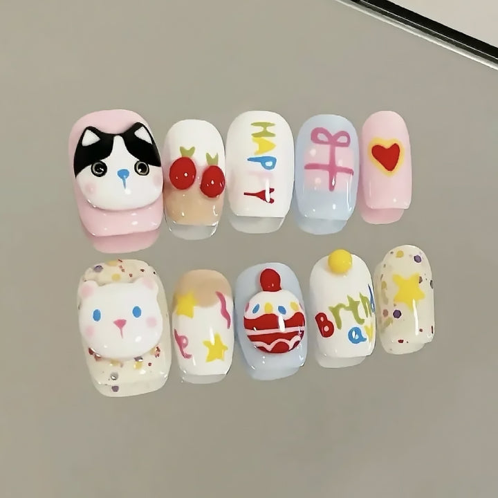 Creative Cartoon Themed Press-On Nails Bowlift