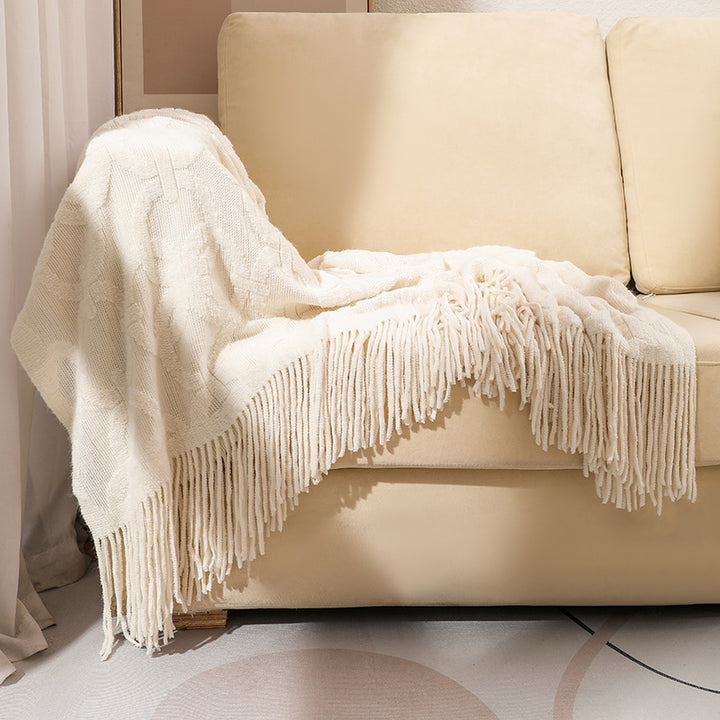 Textured Fringe Throw Blanket