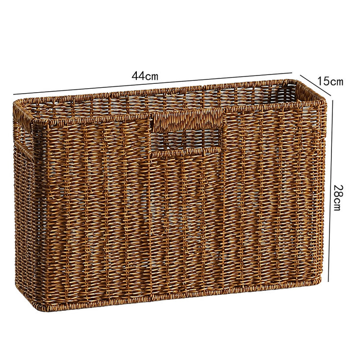 Rectangular Woven Storage Basket with Cut-Out Handles Bowlift
