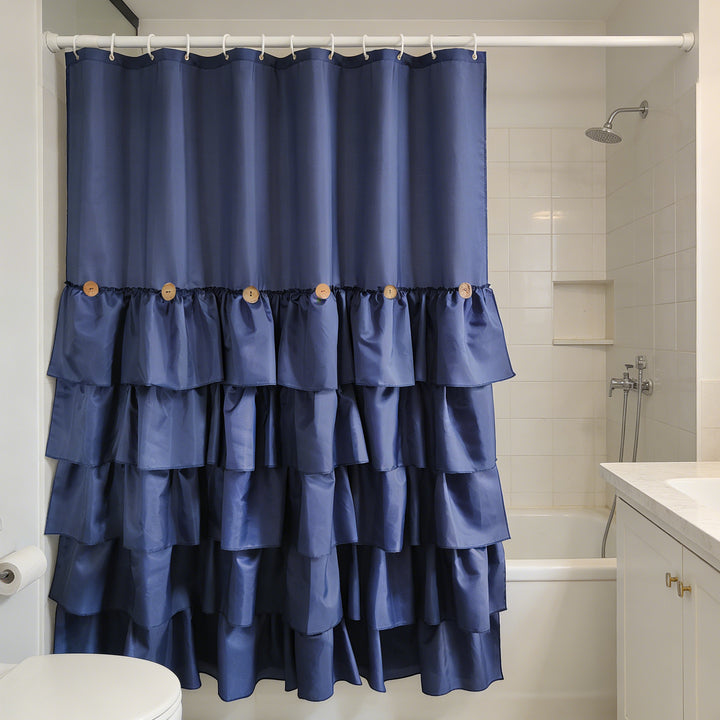 Ruffled Shower Curtain Bowlift