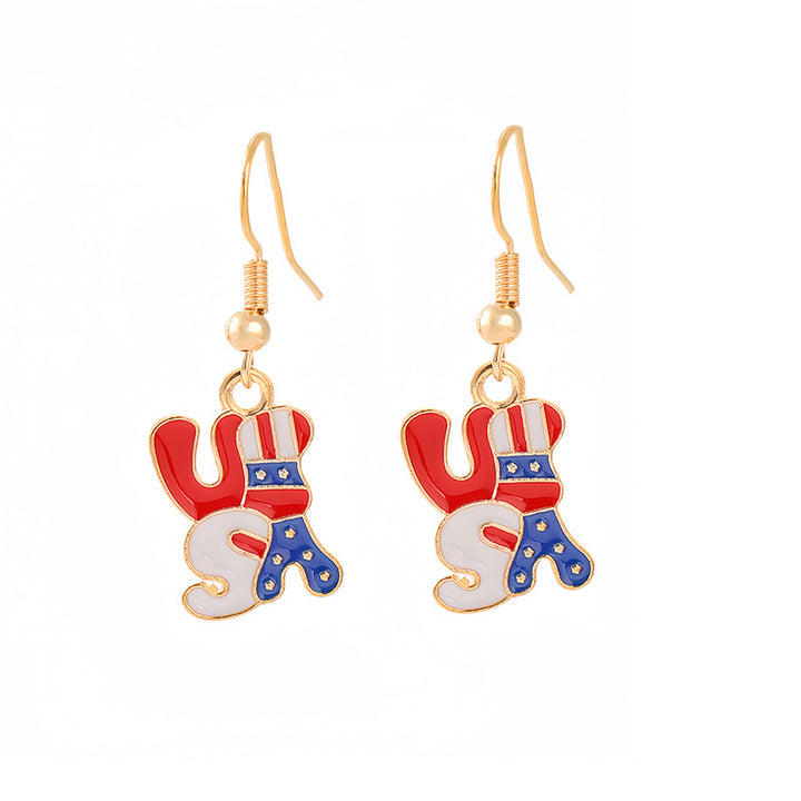 Women's nan patriotic horseshoe enamel dangle earrings with star-accented design and fishhook findings Bowlift