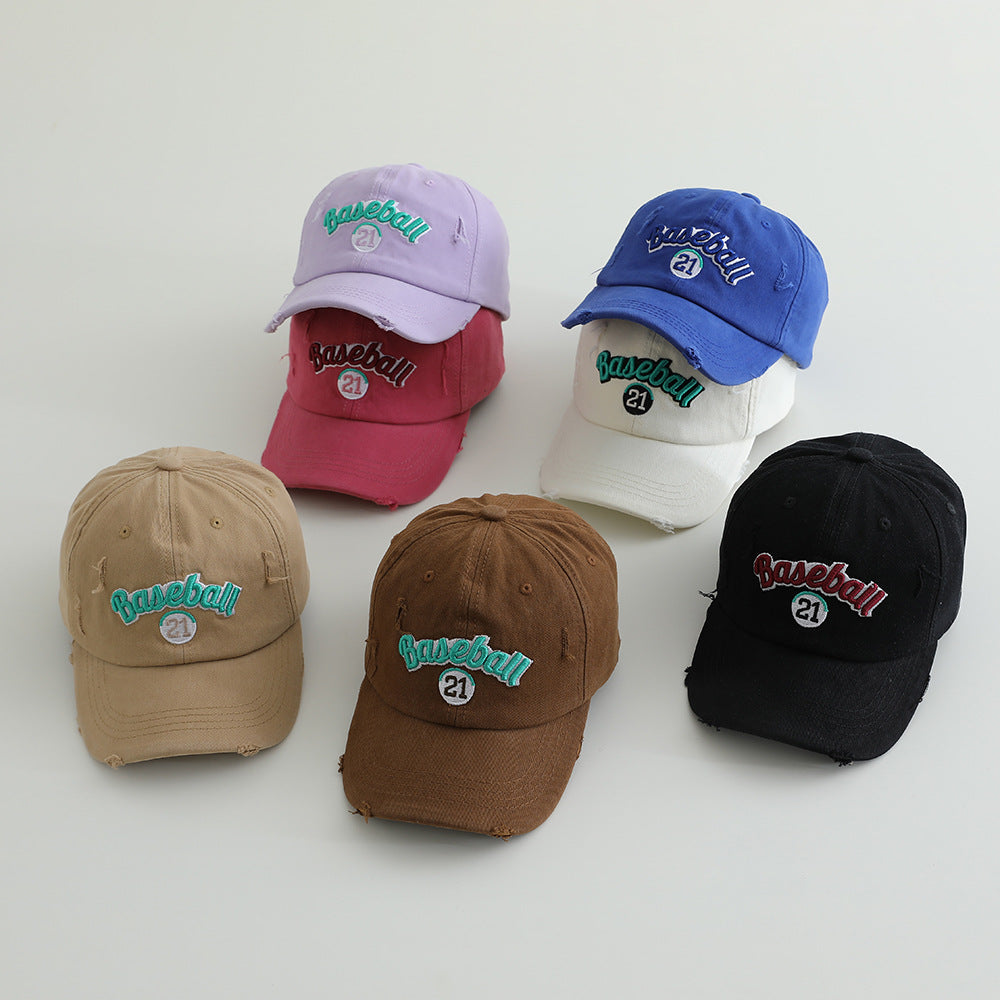 Men's Distressed Cotton Baseball Cap Bowlift