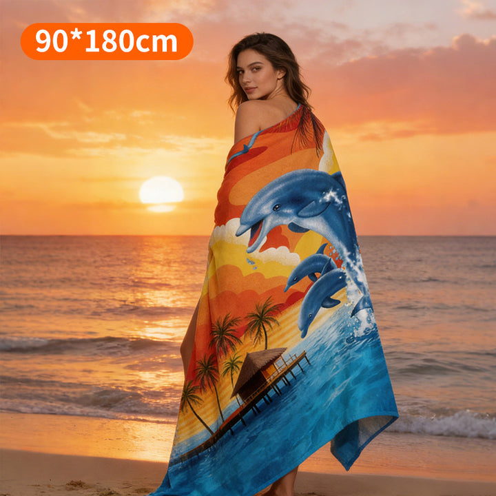Beach towel with colorful stripe pattern Bowlift