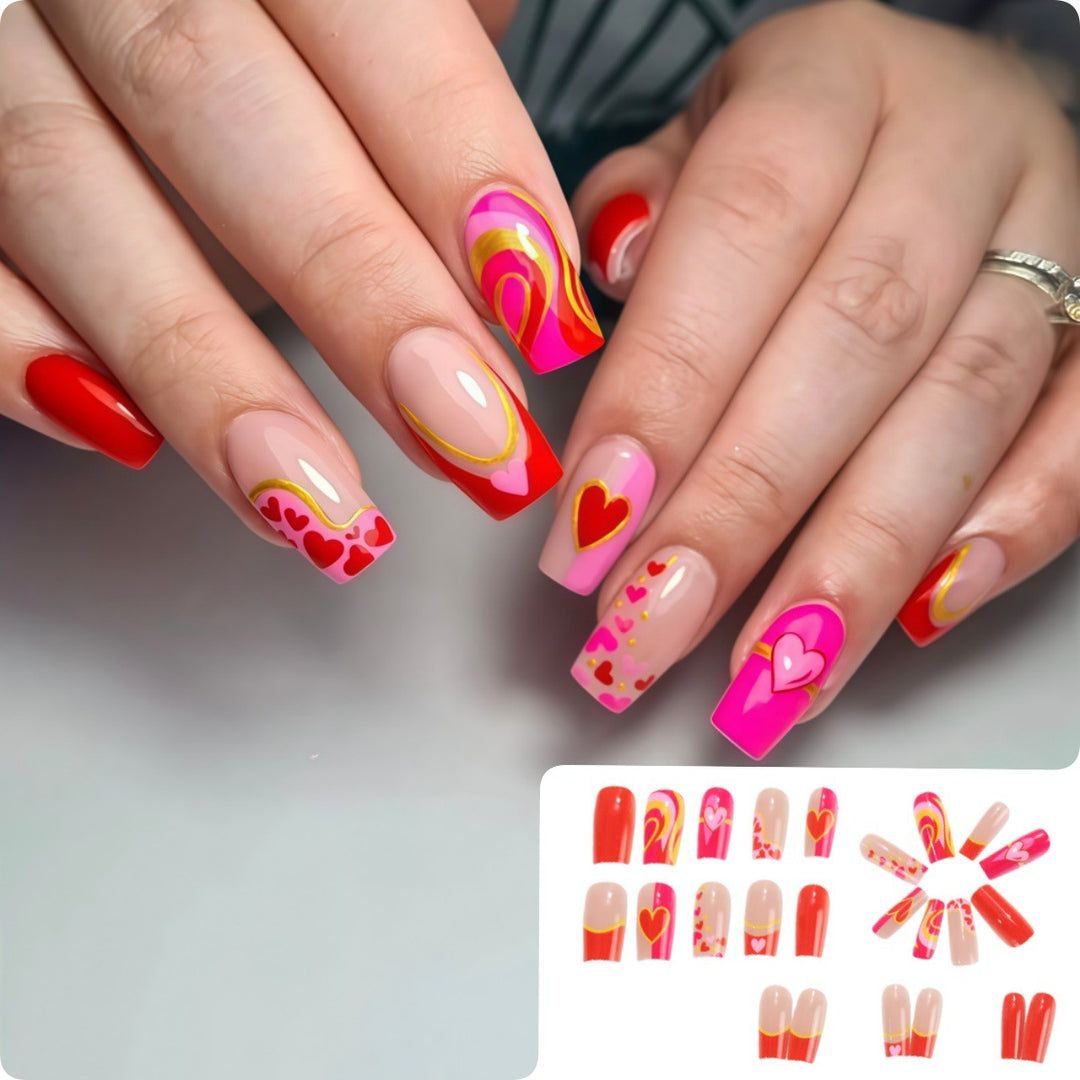 Artistic Heart Motif Art Nails Bowlift