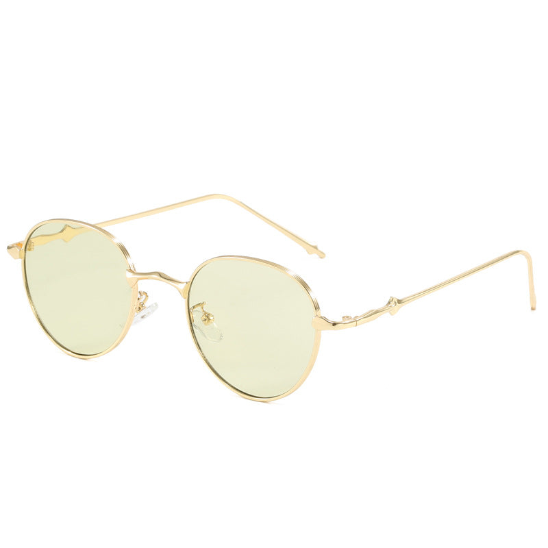 Ladies elegant round sunglasses with stylish metal frame Bowlift