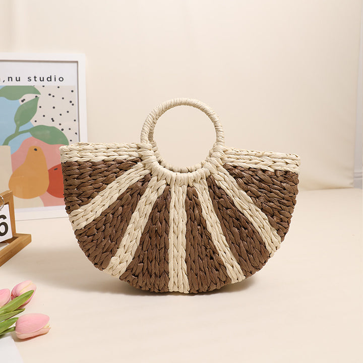 Handbag Made of Handwoven Bast with Base Structure Bowlift
