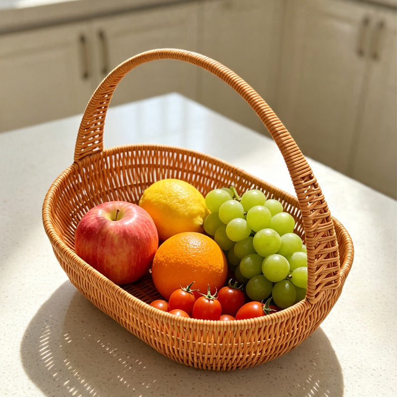 Handcrafted Natural Wicker Storage Basket Bowlift