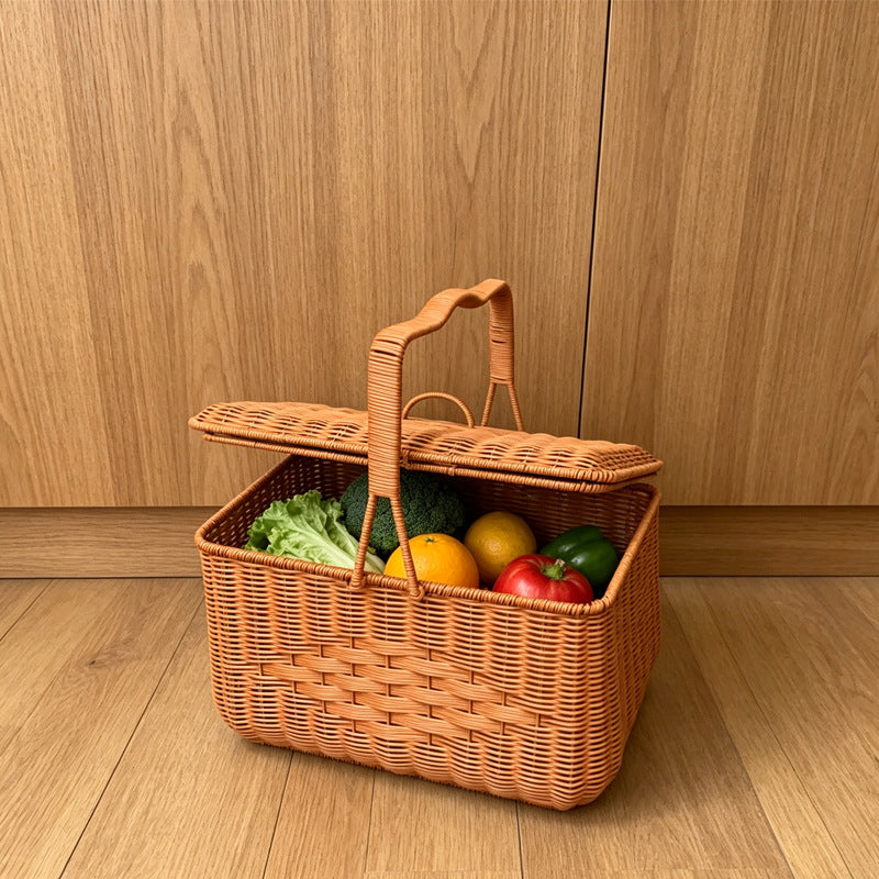Elegant Woven Picnic Basket Bowlift
