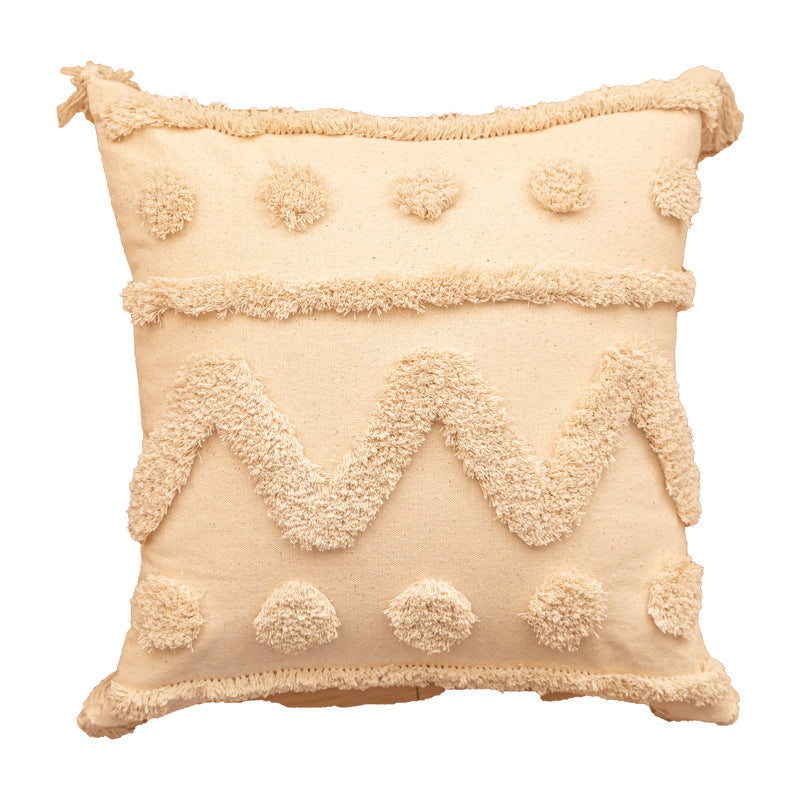 Structured Fringe Embroidered Cushion