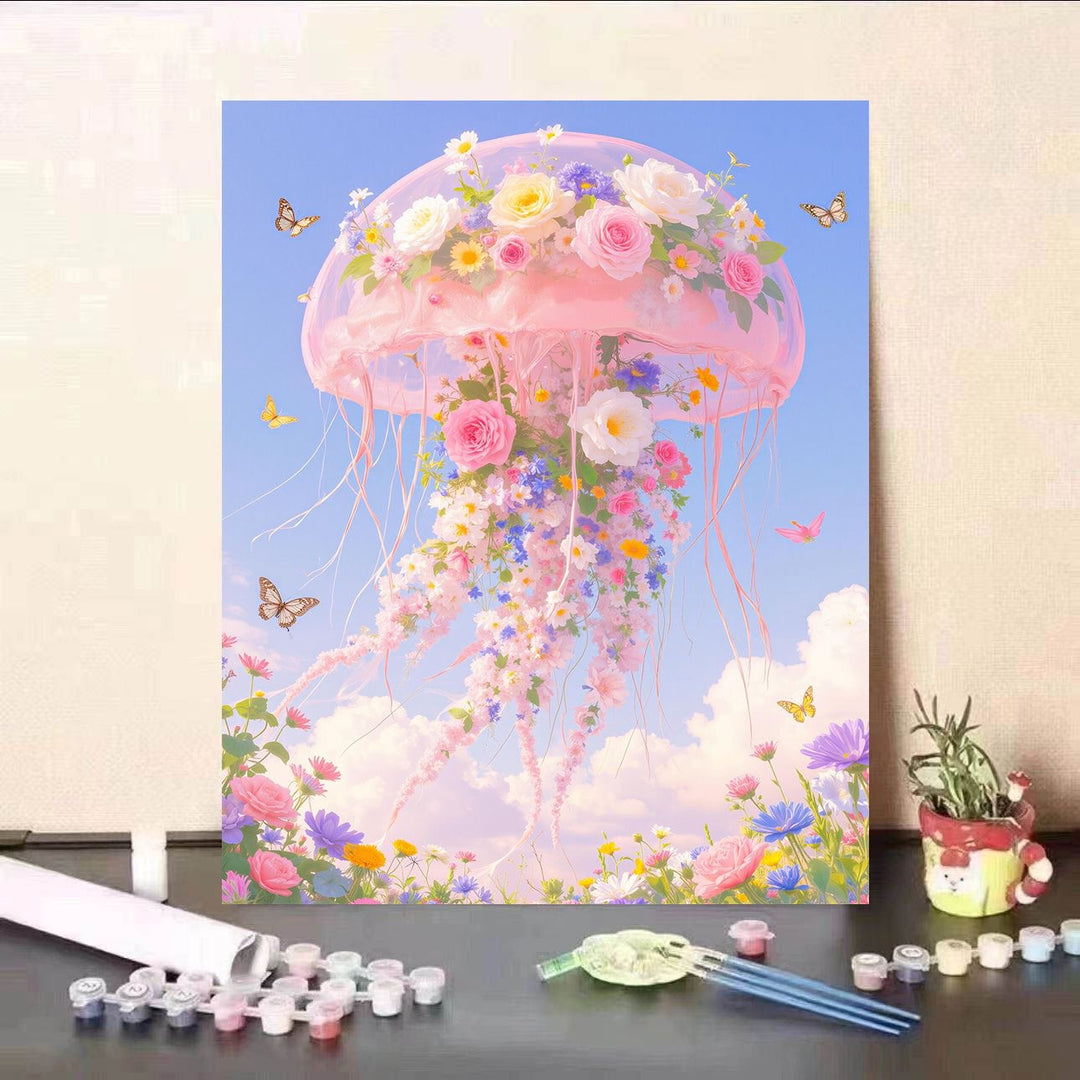 Floral Jellyfish Canvas Print Bowlift