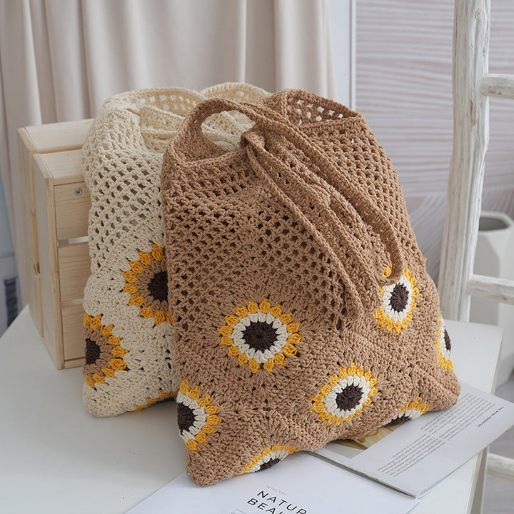 Handcrafted Jute Bag with Colorful Flower Pattern Bowlift