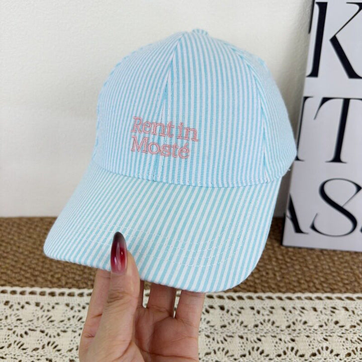 Women's Striped Embroidered Baseball Cap Bowlift
