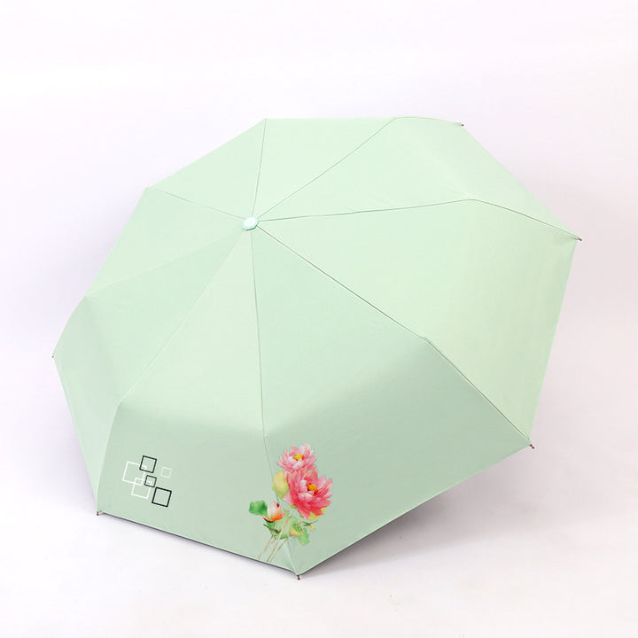 Women’s Folding Umbrella with Elegant Floral Design Bowlift