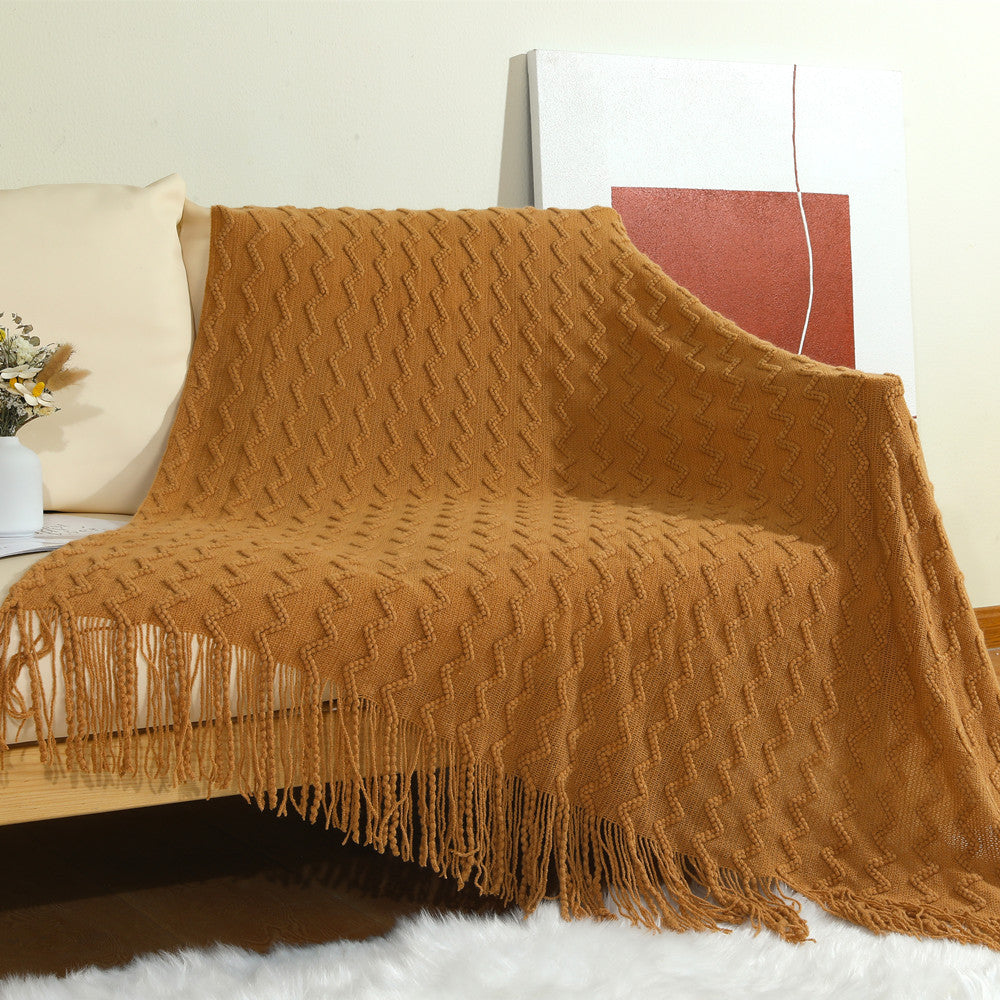 Women’s knitted blanket with textured wave pattern Bowlift