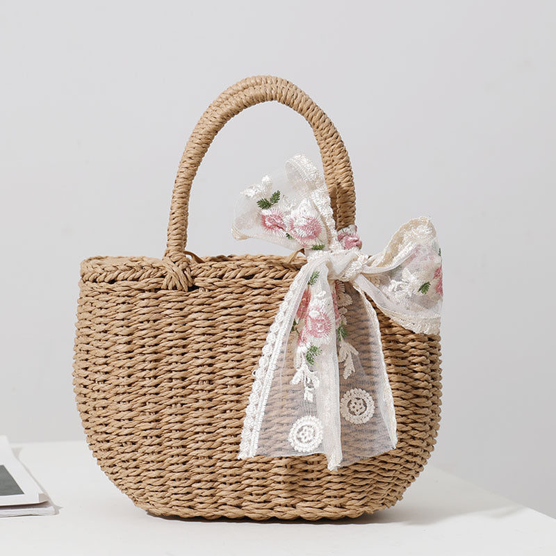 Elegant Bast bag with Floral Bow Detail Bowlift