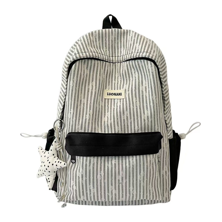 Lightweight Striped Casual Backpack Bowlift