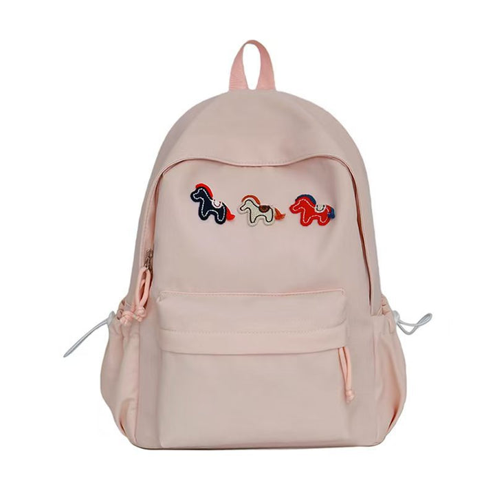 Playful Embroidered Animal Design Backpack Bowlift