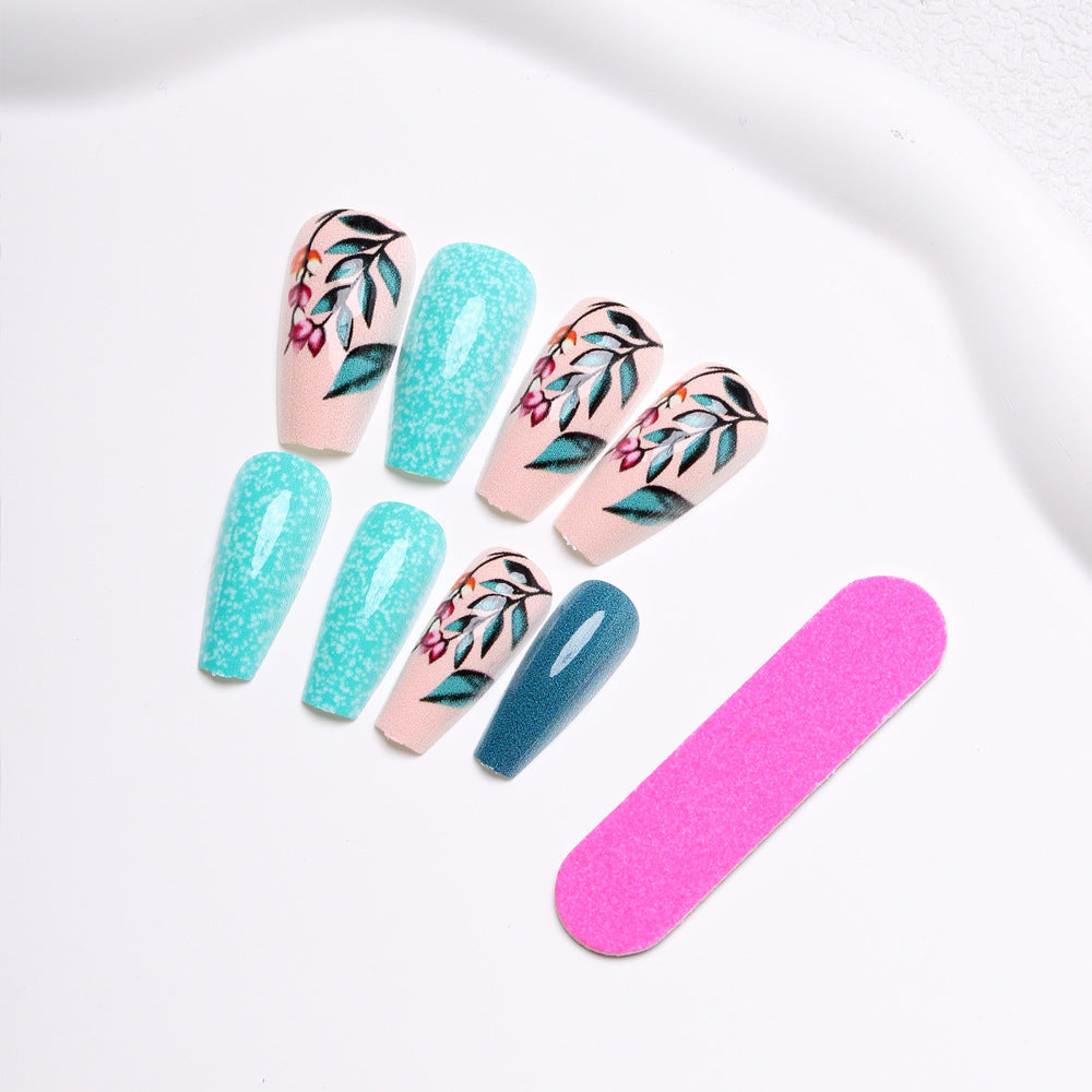 Artistic Floral and Glitter Press-On Nails Bowlift