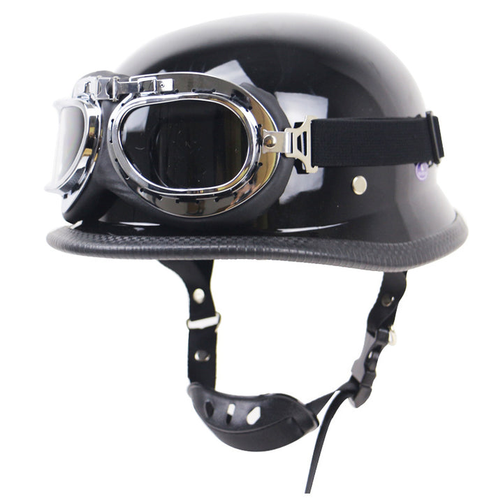 Vintage Motorcycle Helmet with Protective Goggles Bowlift