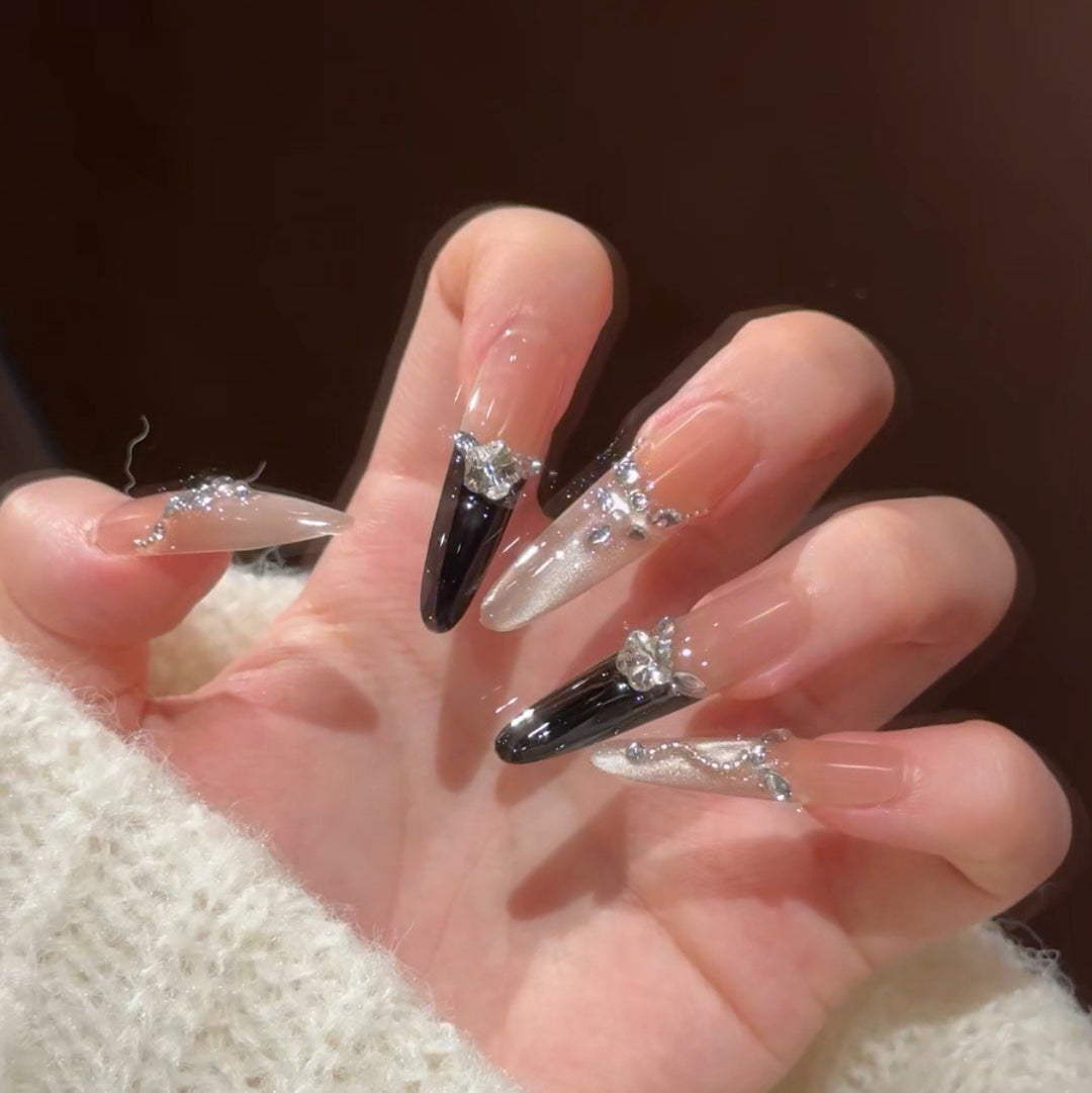 Elegant Floral Design Press-On Nail Extensions Bowlift