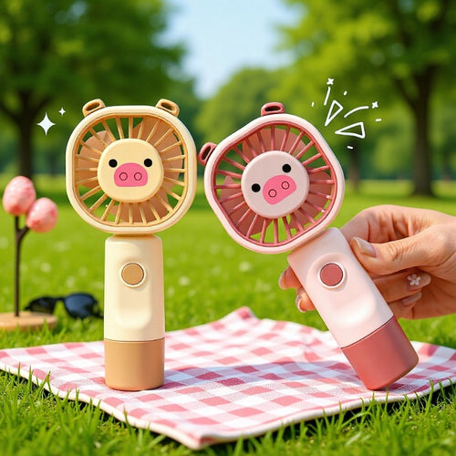 Unisex Portable Hand Fan in Cute Bear Pattern Bowlift
