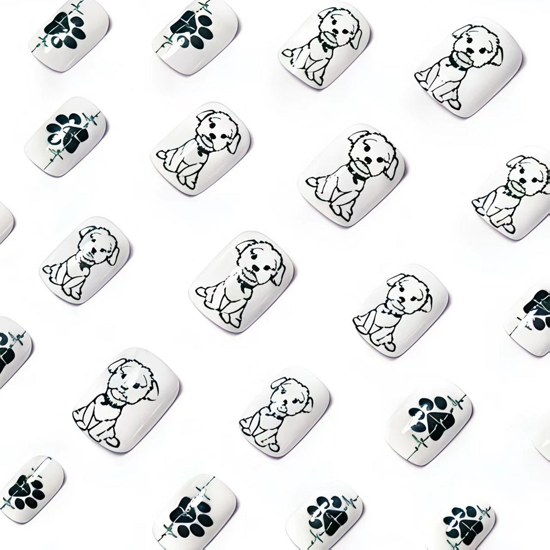 Acrylic nails with cute dog design Bowlift