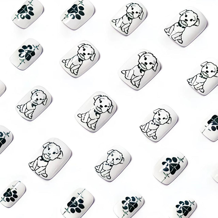 Acrylic nails with cute dog design Bowlift