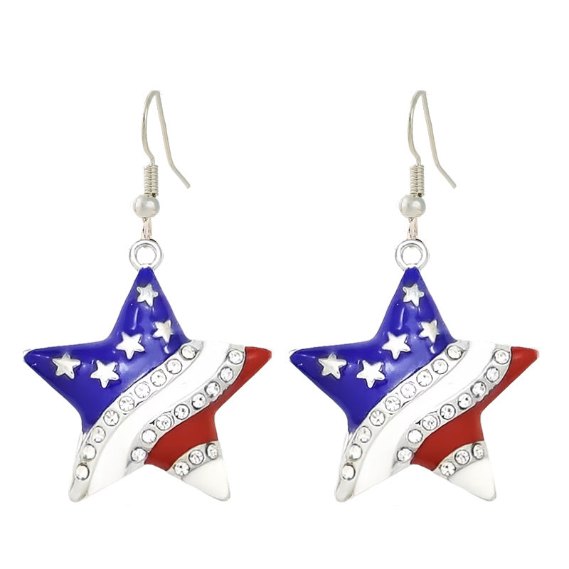 Women's nan patriotic horseshoe enamel dangle earrings with star-accented design and fishhook findings Bowlift