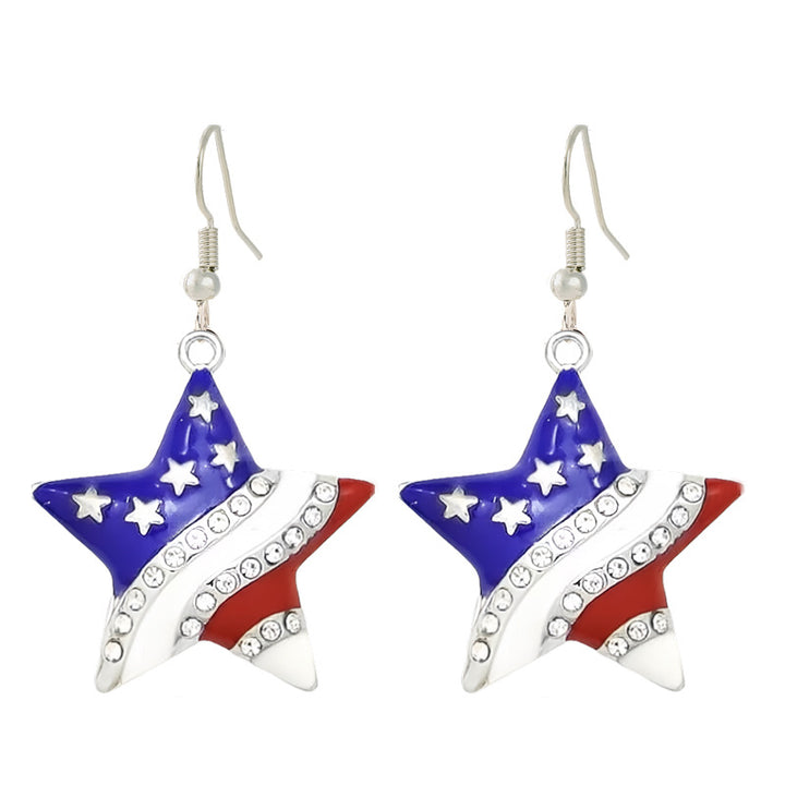 Women's nan patriotic horseshoe enamel dangle earrings with star-accented design and fishhook findings Bowlift