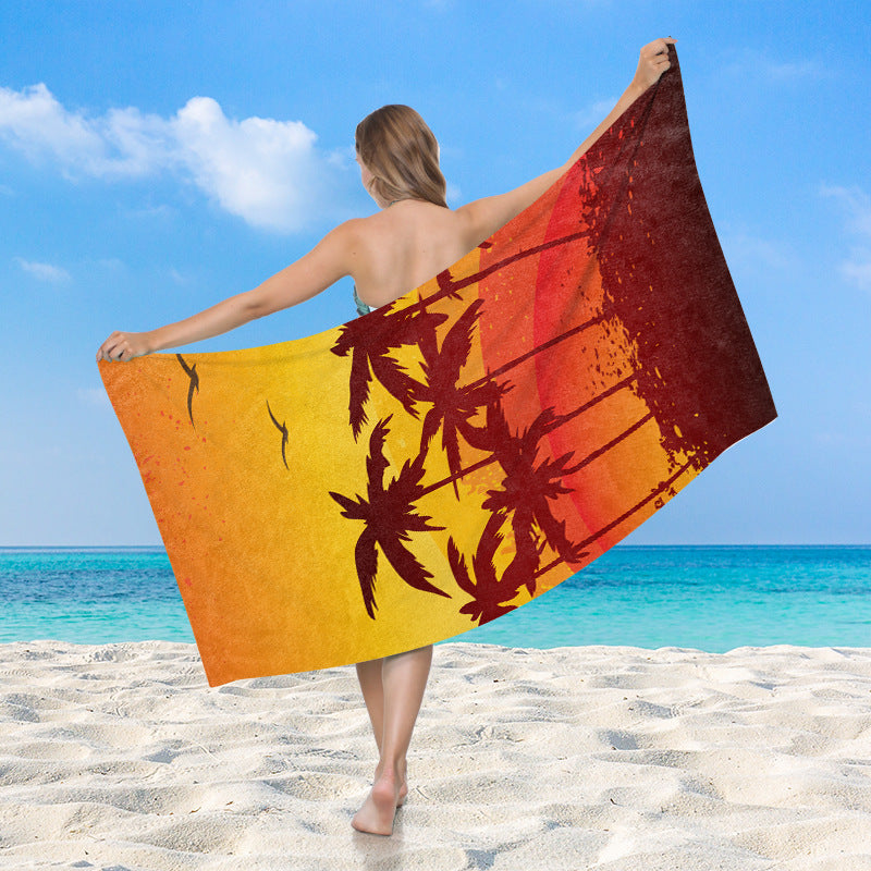 Women's beach towel with vibrant palm motif Bowlift