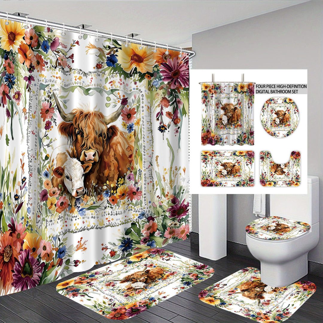 Artistic Highland Cow Bathroom Set Bowlift