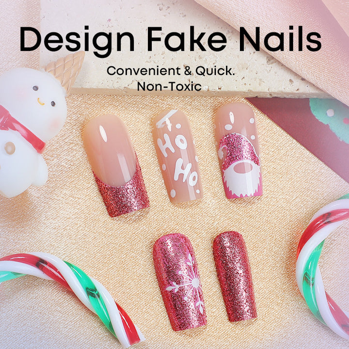 Creative nail art set with festive glitter and Christmas designs Bowlift
