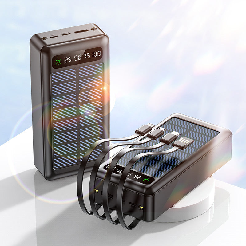 Solar-powered power bank with integrated fast charging ports and digital capacity display Bowlift