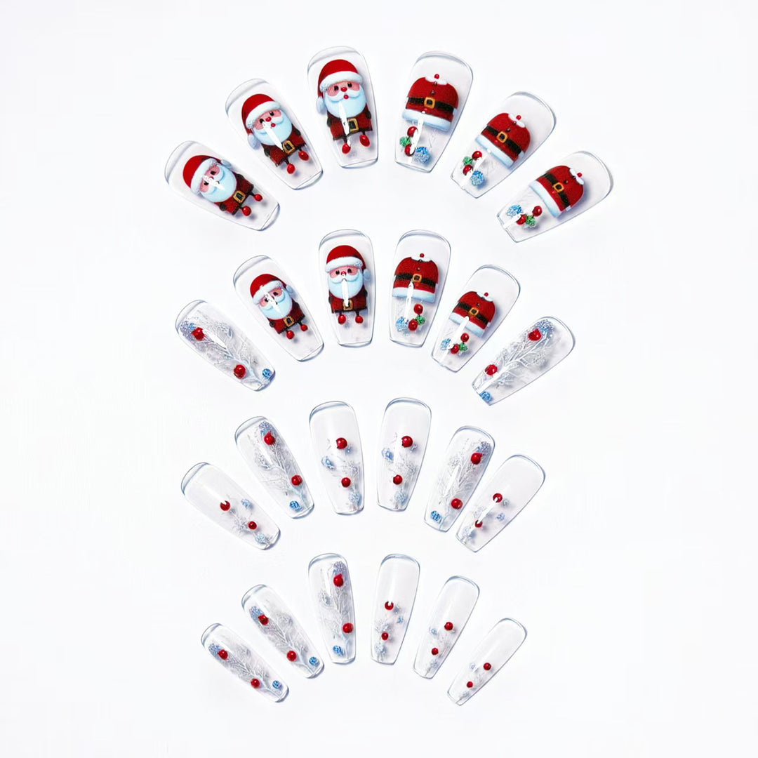 Artificial nails in festive Christmas design Bowlift